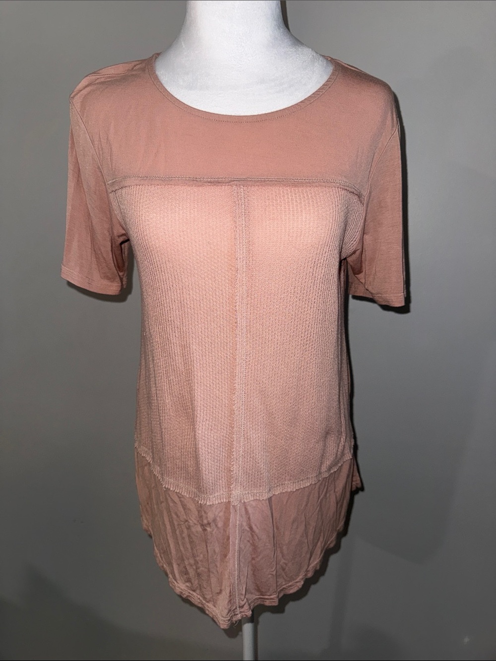 Women’s Pink Short Sleeve Knit Tunic Top Sz Small